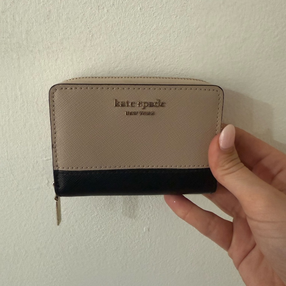 Kate Spade Tan and Black Zip Wallet